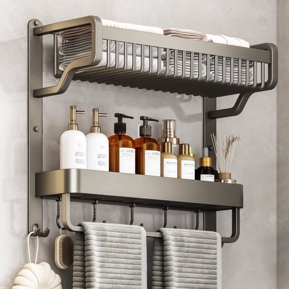 Bathroom rack,Wall-mounted bathroom shelf, 47CM wide, multifunctional ...