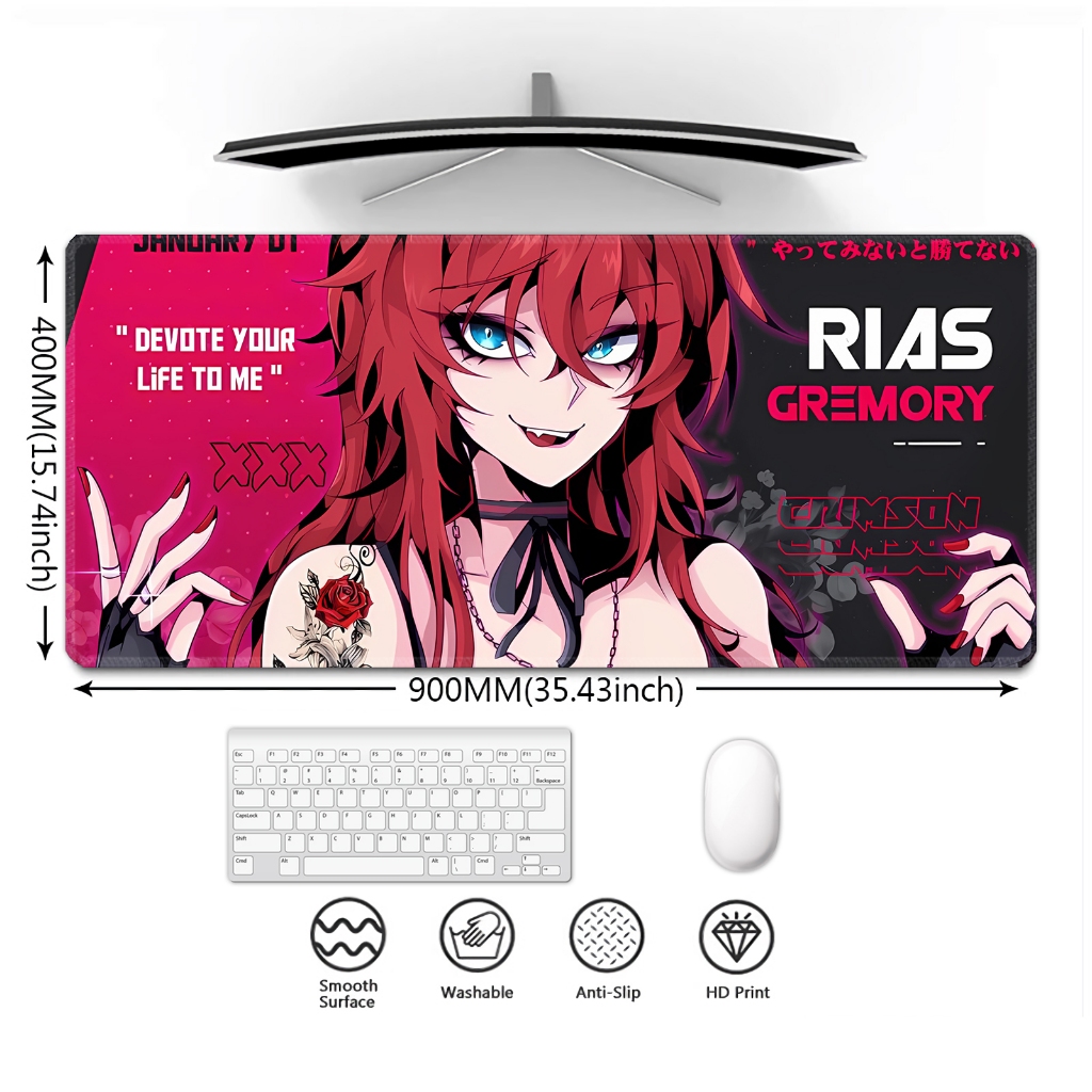 Mouse Pad Gaming Desk Mat Anime Girl Rias Gremory Waterproof Anti-Slip ...