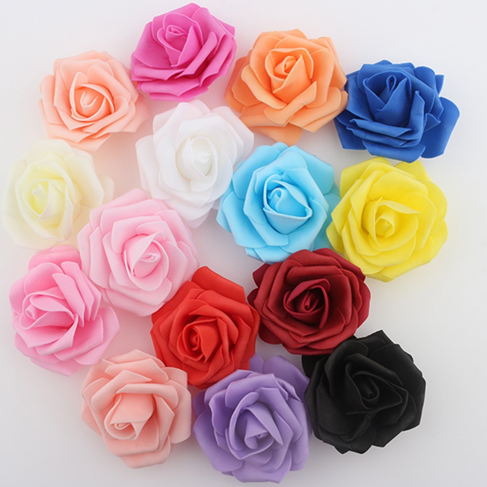 25/50pcs Artificial 7cm Pe Foam Rose Flower Head Wedding Cake ...