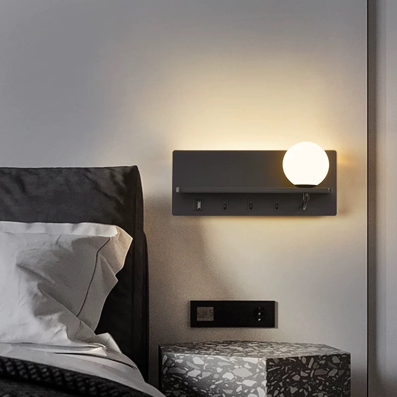 Bedroom Wall Light Modern Aesthetic Wall Mounted Reading Light With USB