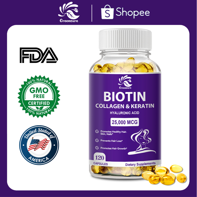 Biotin Collagen Keratin Capsules for Hair Growth Nails Skin Beauty ...