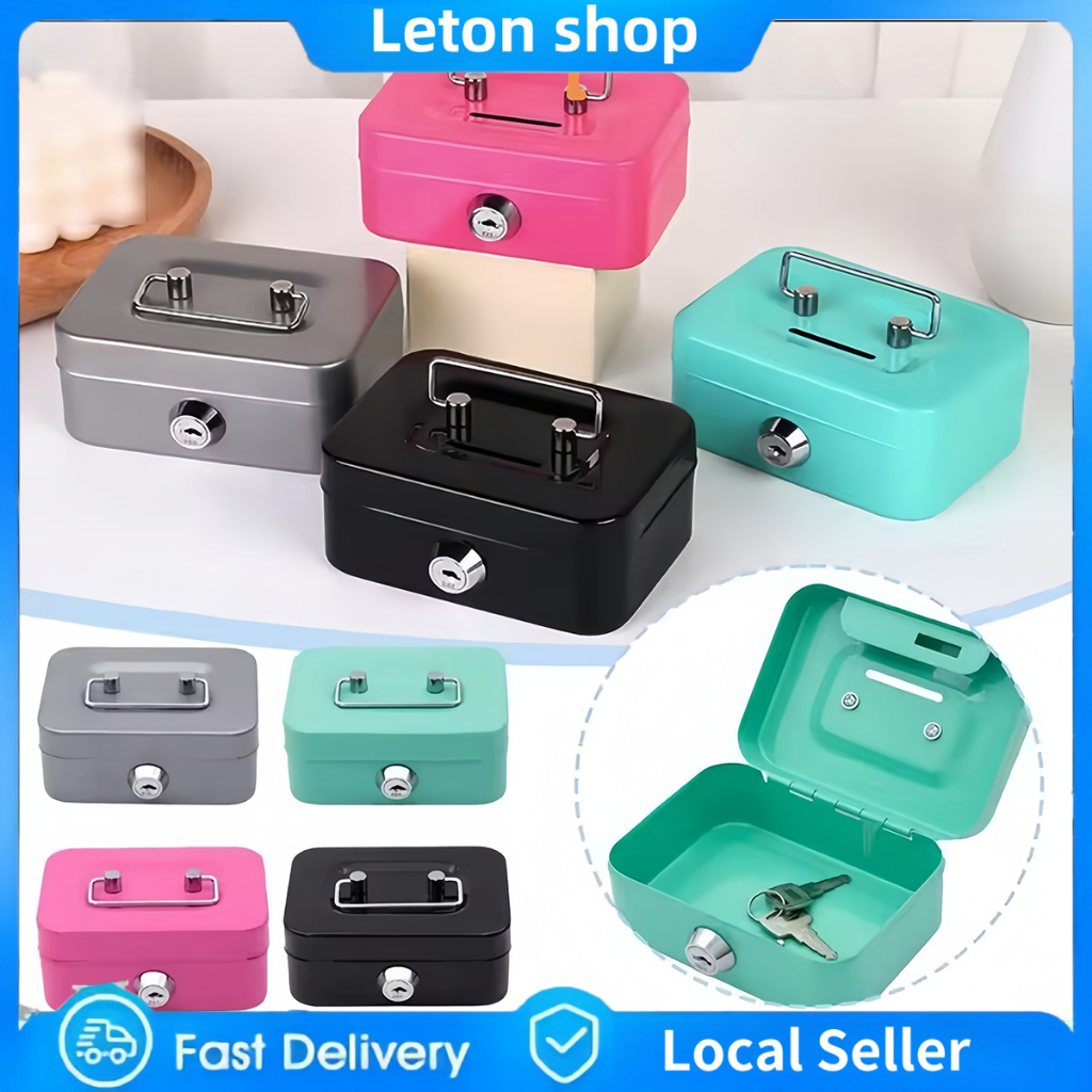 Cash box /Money box Portable Money Secret Security Safe Box Lock Metal ...