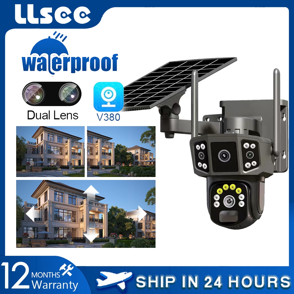 LLSEE v380 8MP 10x zoom 4K dual lens 4G SIM card solar camera WIFI ...