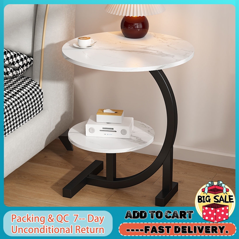 Side Table Bedroom Double Layer Wood Coffee Table Bedside Table Sofa ...