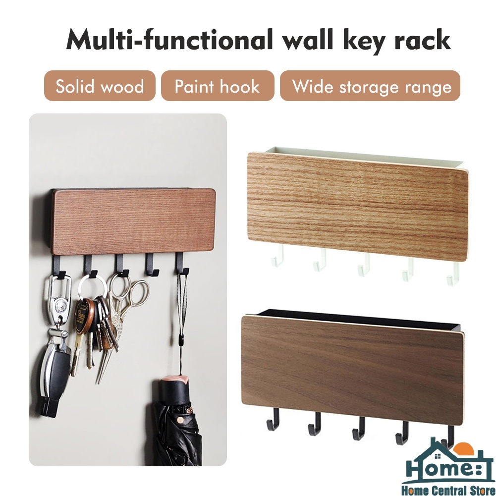 Wooden Key Hanger Wall Mounted Key Holder Organizer Vintage Wall Hook ...