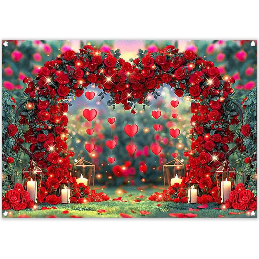 Aperturee Bloom Romantic Rose Valentines Day Square Backdrop