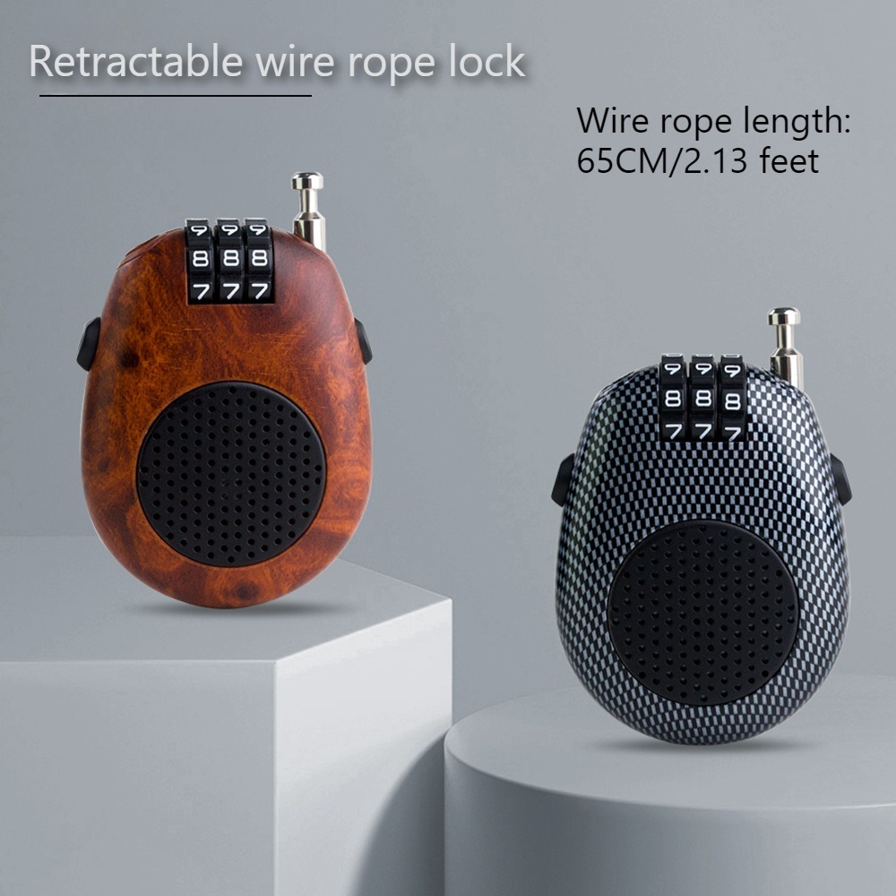 Retractable Wire Rope Lock 3-Digit Combination Lock Security Lock ...