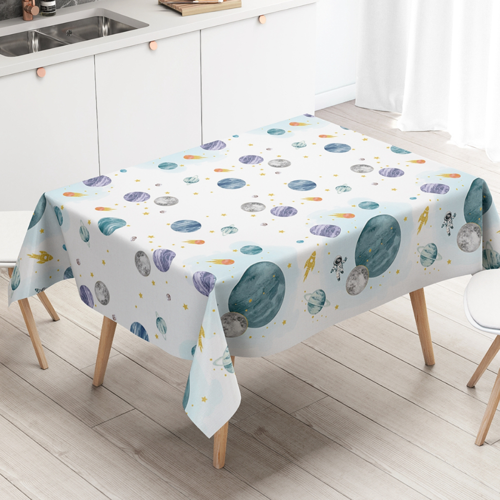 220*130cm Space Planet Table Cloth 6 Seater PE Sun System Pattern ...