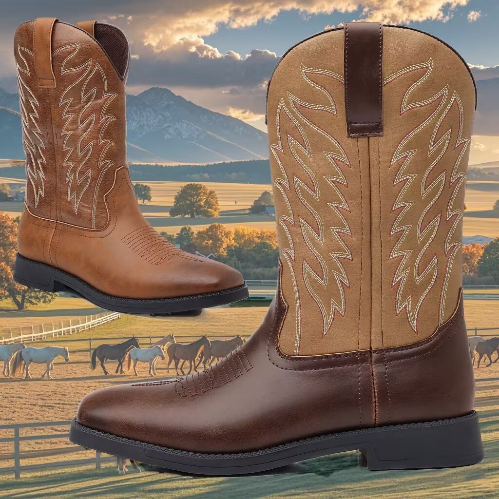 Knee high cowboy boots mens deals