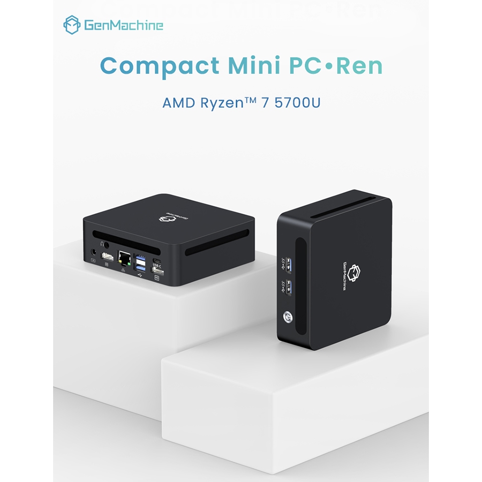 GenMachine Ren series Mini PC AMD Ryzen 7 5700U Support 64GB RAM 16GB 2 ...