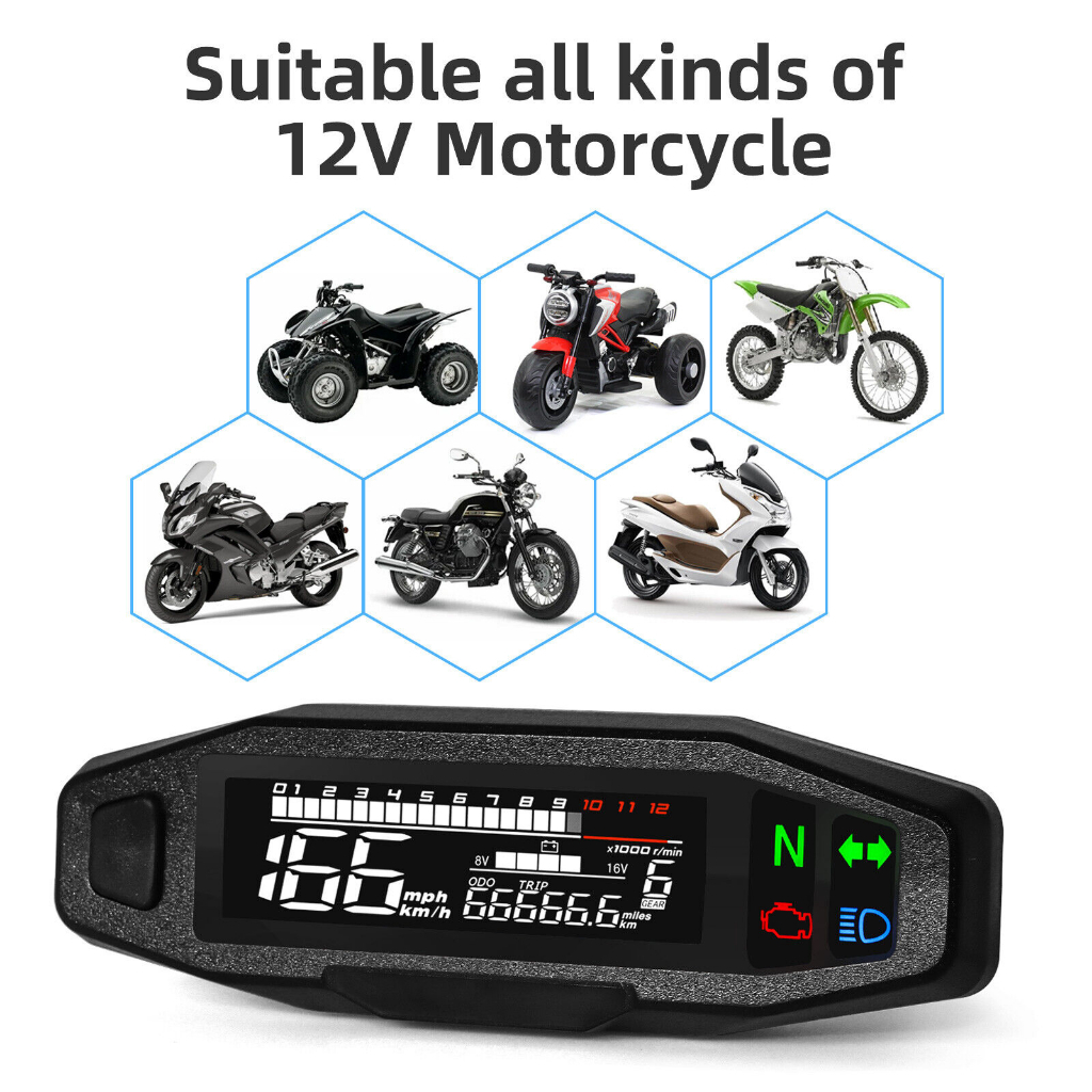 Mini Universal RPM Motorcycle Meter Speedometer Digital Odometer For ...
