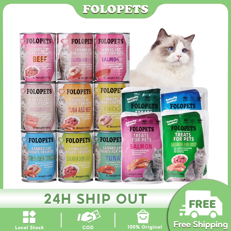 FOLOPETS Wet Cat Food In Can 100g/430g Pure Natural Organic Cat Can ...