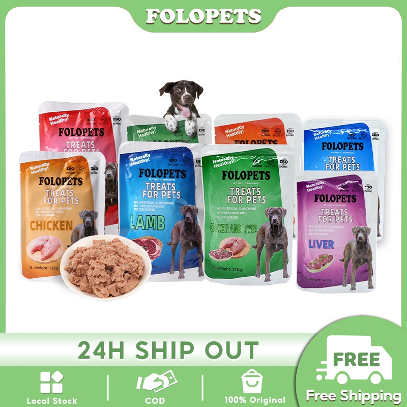 FOLOPETS 120g Wet Dog Food Pouch Beef Chicken Dogs Food Snack Pet