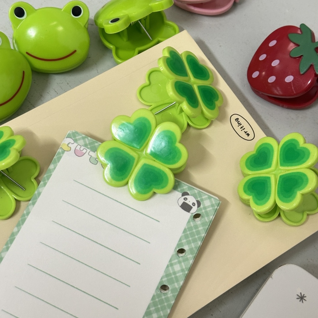 2pcs Large four-leaf clover strawberry frog shape plastic clip photo ...