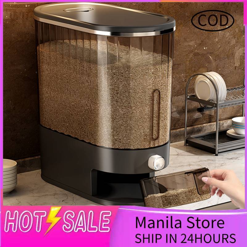 5/10KG Rice Dispenser Black barrel insect-proof moisture-proof sealed ...