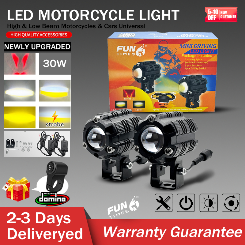 Newly Upgraded 5 Modes Mini Driving Light V6 High and Low Beam White ...