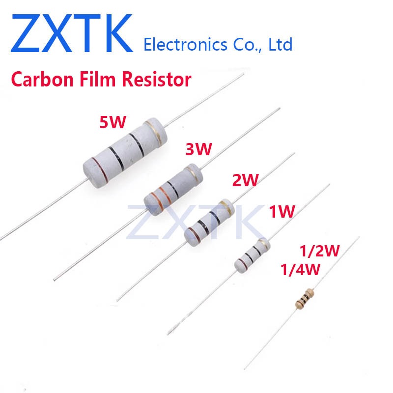 50PCS 1W Carbon Film Resistor 5% color ring 1K-910K 1.5K 2.4K 3K 10K ...