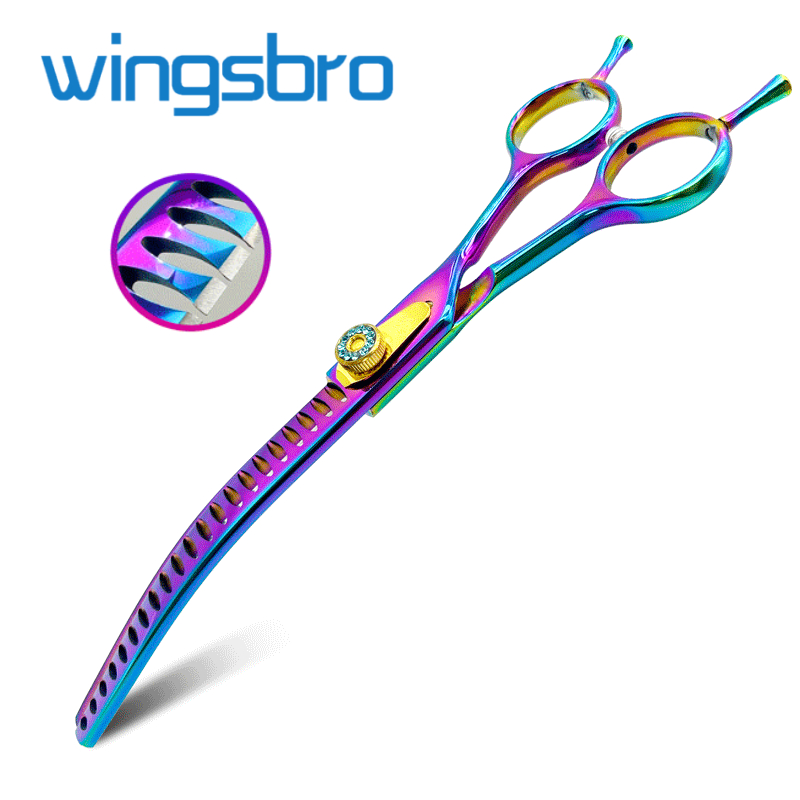 Belbel Beuty 7.5" Pet Grooming Scissors Set – Curved & Chunker Thinning Shears – Gold, UK Made, Waterproof
