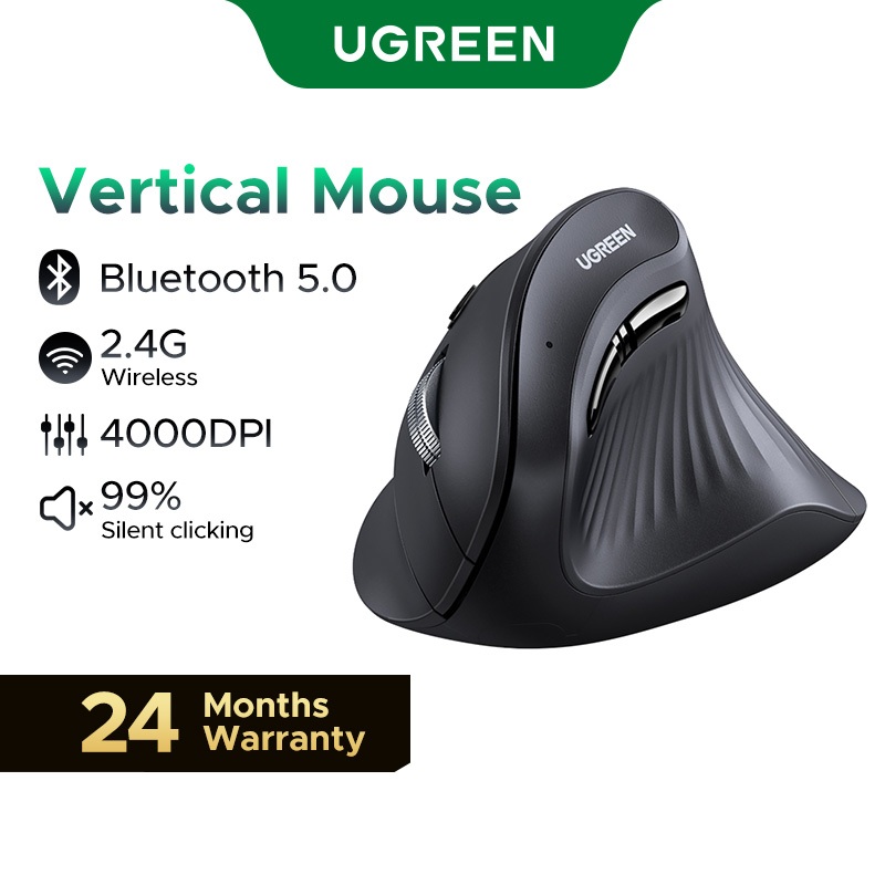 Image 8 of UGREEN Wireless Vertical Ergonomic Mouse (4000 DPI, Grey)