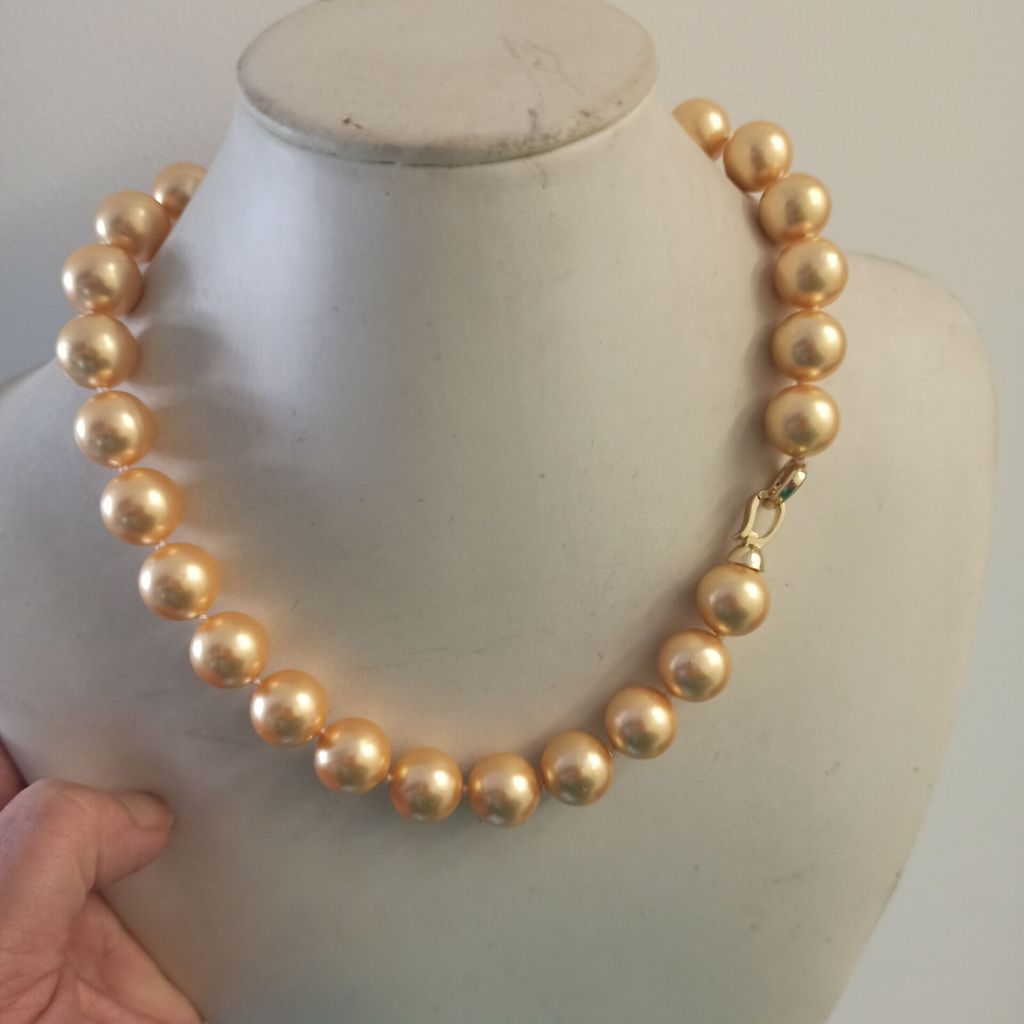 Beautiful AAA Real South Sea shell Pearl 14mm gold Shell Pearl Pearl ...