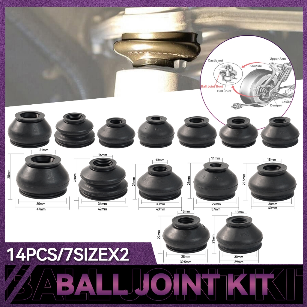 14PCS Universal Rubber Ball Joint Dust Boot Covers Tie Rod End ...