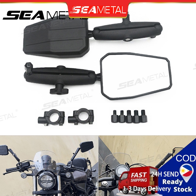 SEAMETAL Motorcycle Side Mirrors Universal Foldable Motorcycle Rear ...