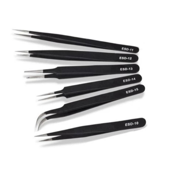 ESD-13 ESD-14 ESD-15 Anti-static Curved Straight Tip Forceps Precision ...