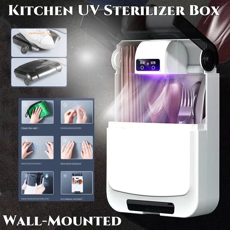 Wall-Mounted UV Disinfection Cabinet Cutlery Drain Rack Kitchen UV ...