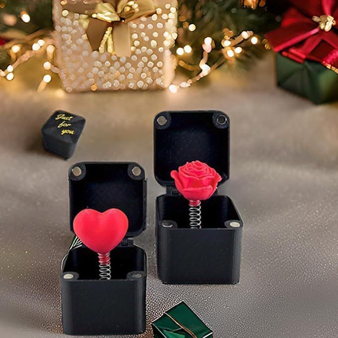 2 pieces pop-up surprise gift boxes with 3D printed red roses and ...