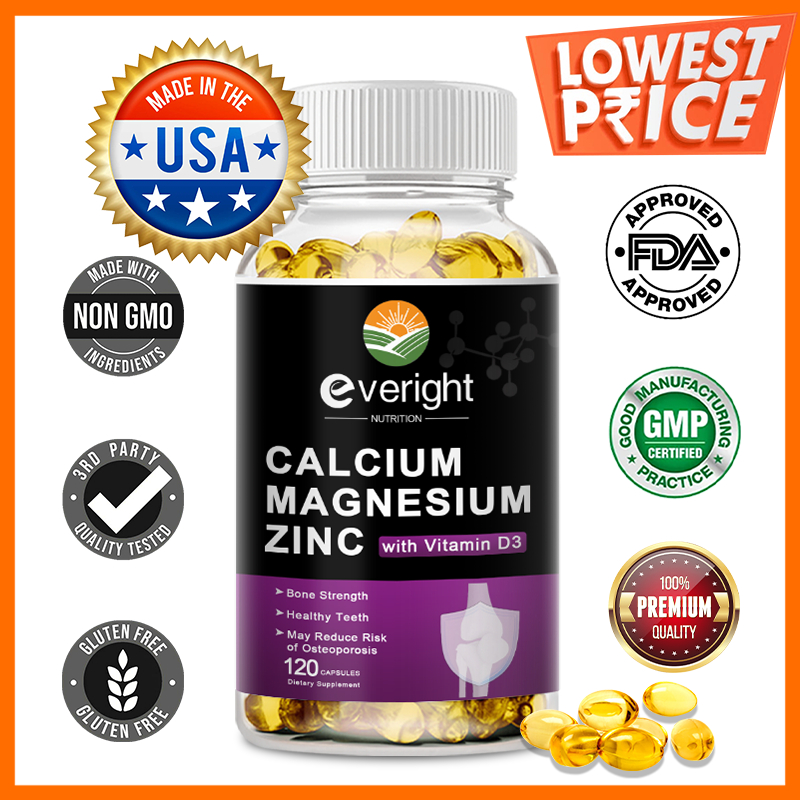 Calcium Magnesium Zinc Capsules Vitamin D3 for Muscle Bone Joint ...
