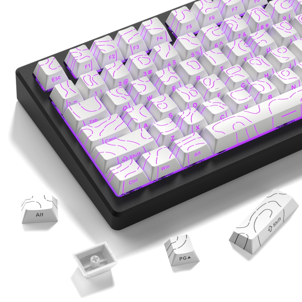 Womier 97 Keys White Shine Through Double Shot PBT Keycaps Cherry ...