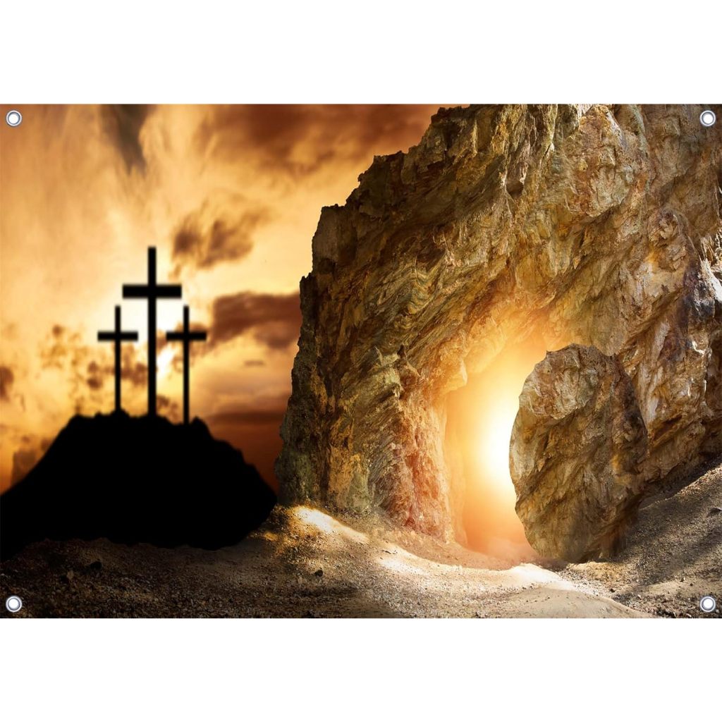 Resurrection of Jesus Christ Backdrop Banner Empty Tomb Easter Cross ...