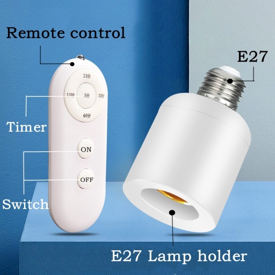 E27 60W Wireless Remote Control Smart Timer Switch Lamp Holder 110V ...