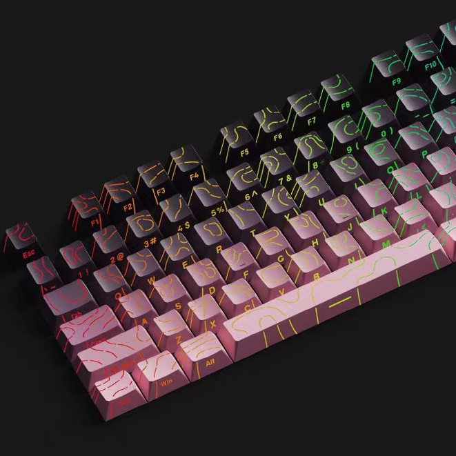 98 Keys Topographic 4.0 New Version Pattern Ink Pink Side printed Shine ...