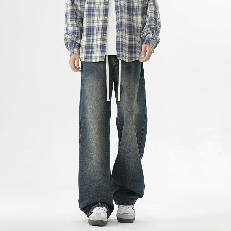 American -style Jeans for men retro blue denim pants for men