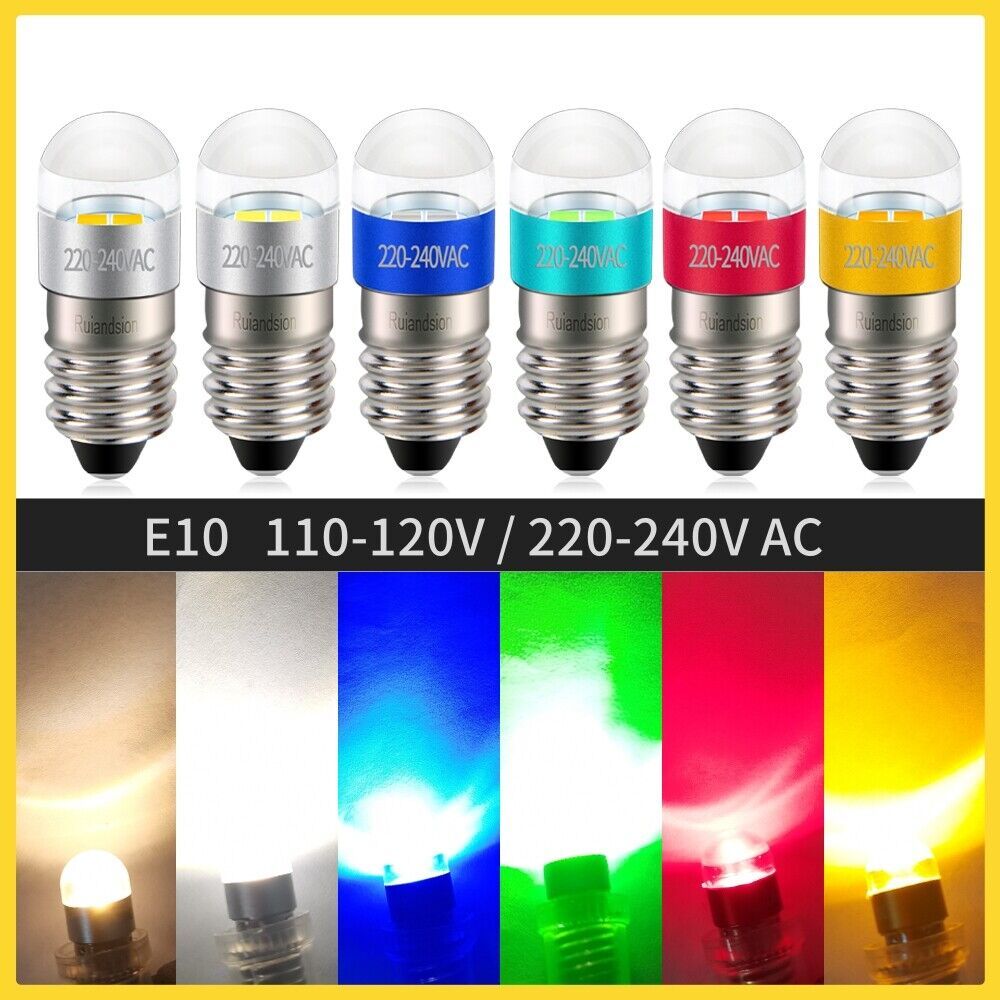 Ruiandsion 10 bobillas LED de 12 V E10 de 1 W, luz blanca cálida