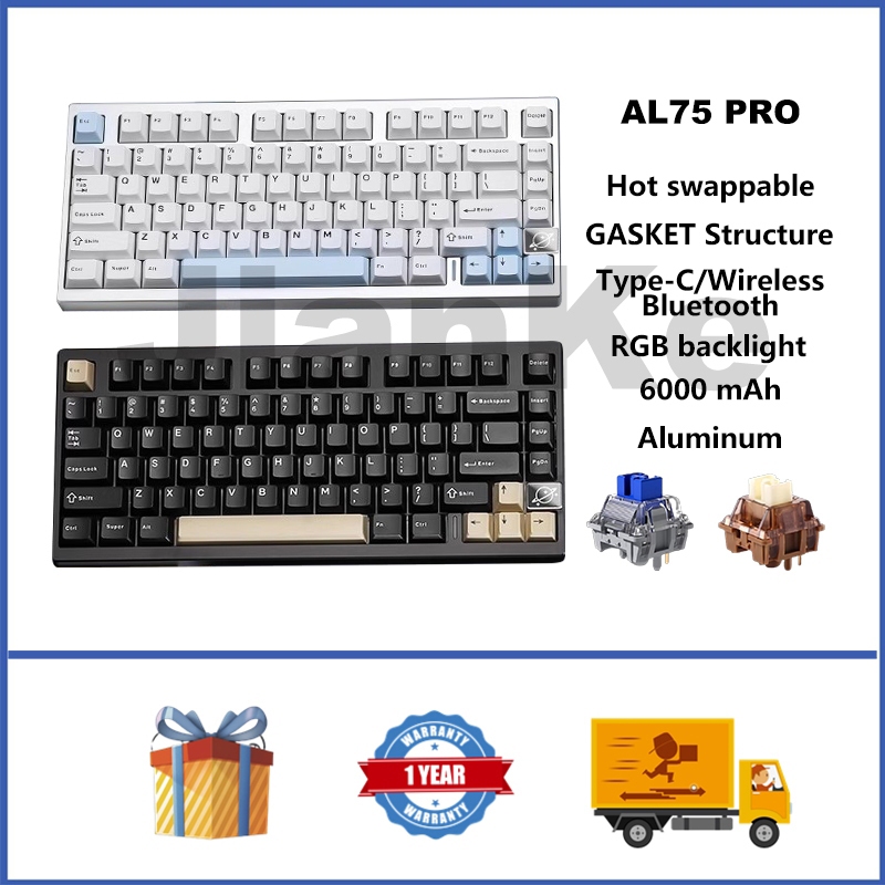 YUNZII AL75 PRO Aluminum Wireless Mechanical Keyboard 75% Hot swappable ...