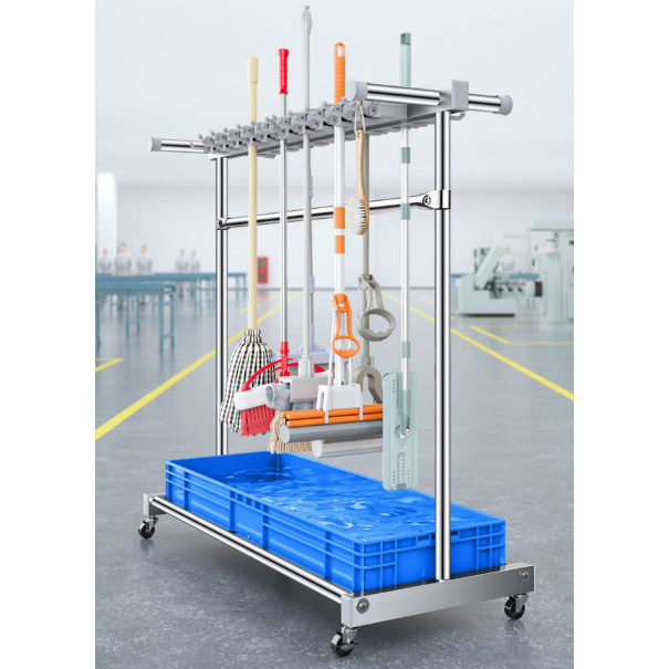 Stainless Steel Mop Holder Multi Hook Cleaning Tool Storage Rack Hotel ...