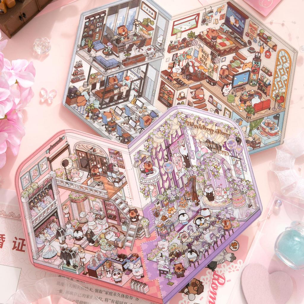 ENWEI 4 Pcs [Wedding Scene Series] Cute 3D Super Big Splice Journal ...