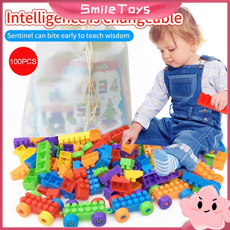 SmileToys 100pcs Small Building Blocks Brick Blocks for Kids with ASB ...