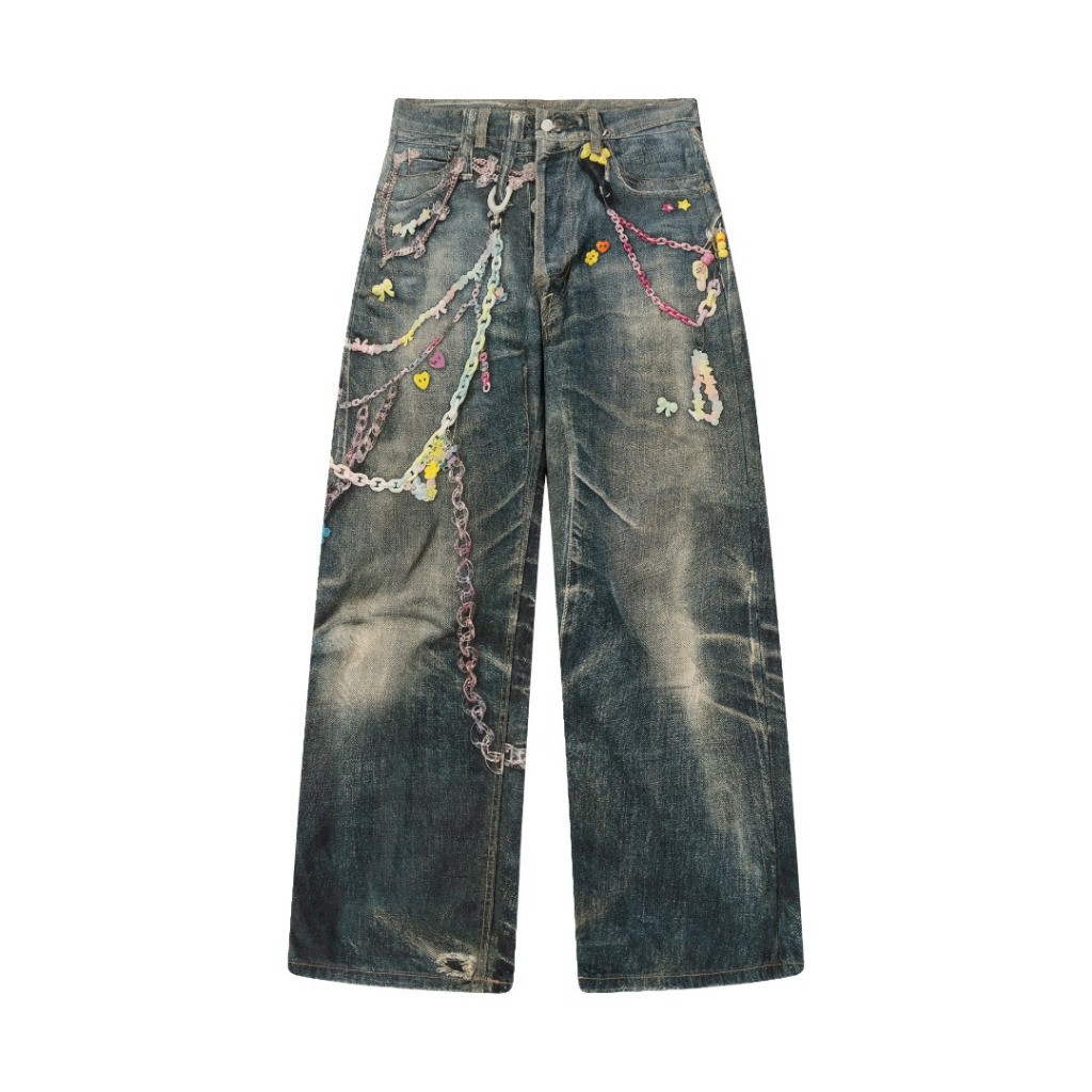 A.C 25ss Digital Printed Chain Jeans | Shopee Philippines