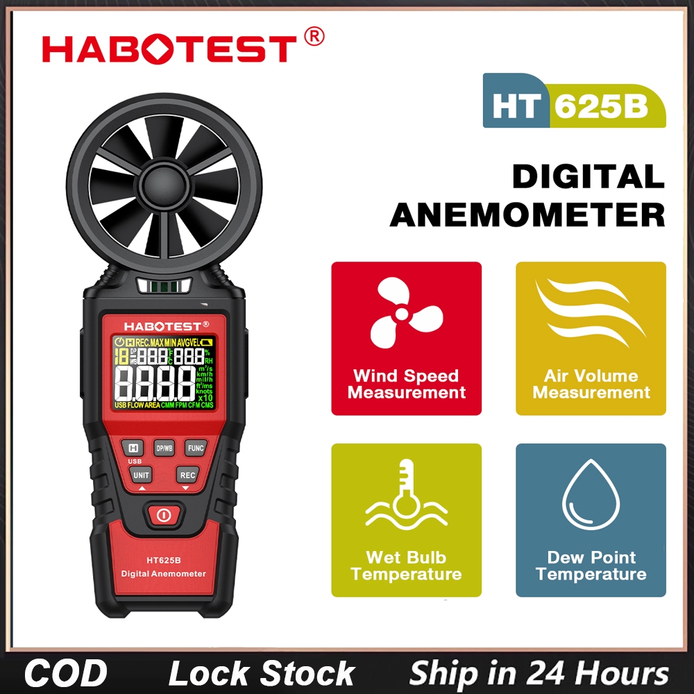 HABOTEST HT625 Digital Anemometers Wind Speed Tester Highly Sensitive ...