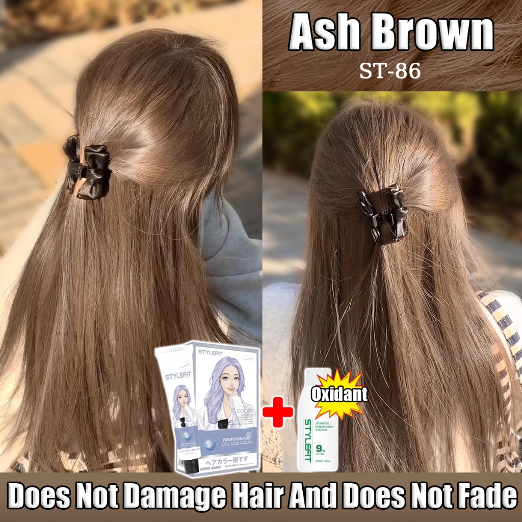 STYLEFIT Hair Color Permanent Ash Brown(100ml Hair Dye+100ml Oxidizer ...