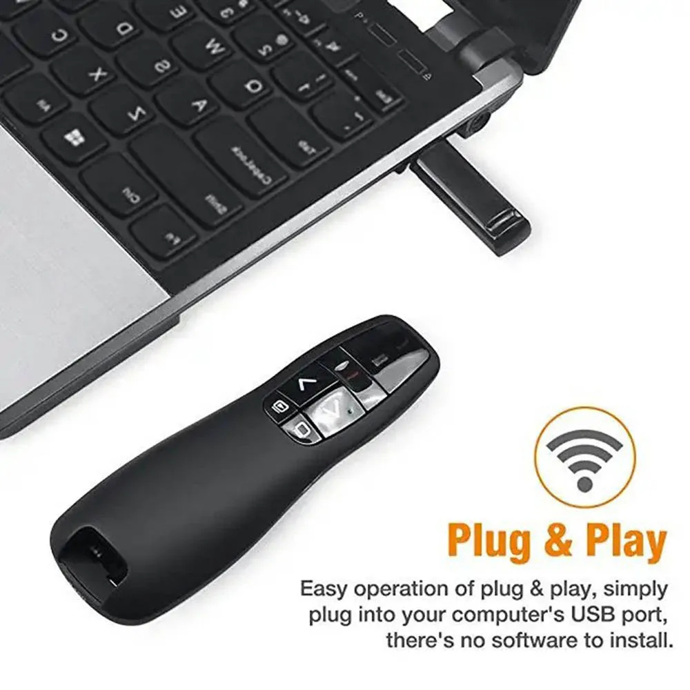 PPT Presenter 2.4GHz USB R400 Wireless Remote Control Pen Pointer For ...
