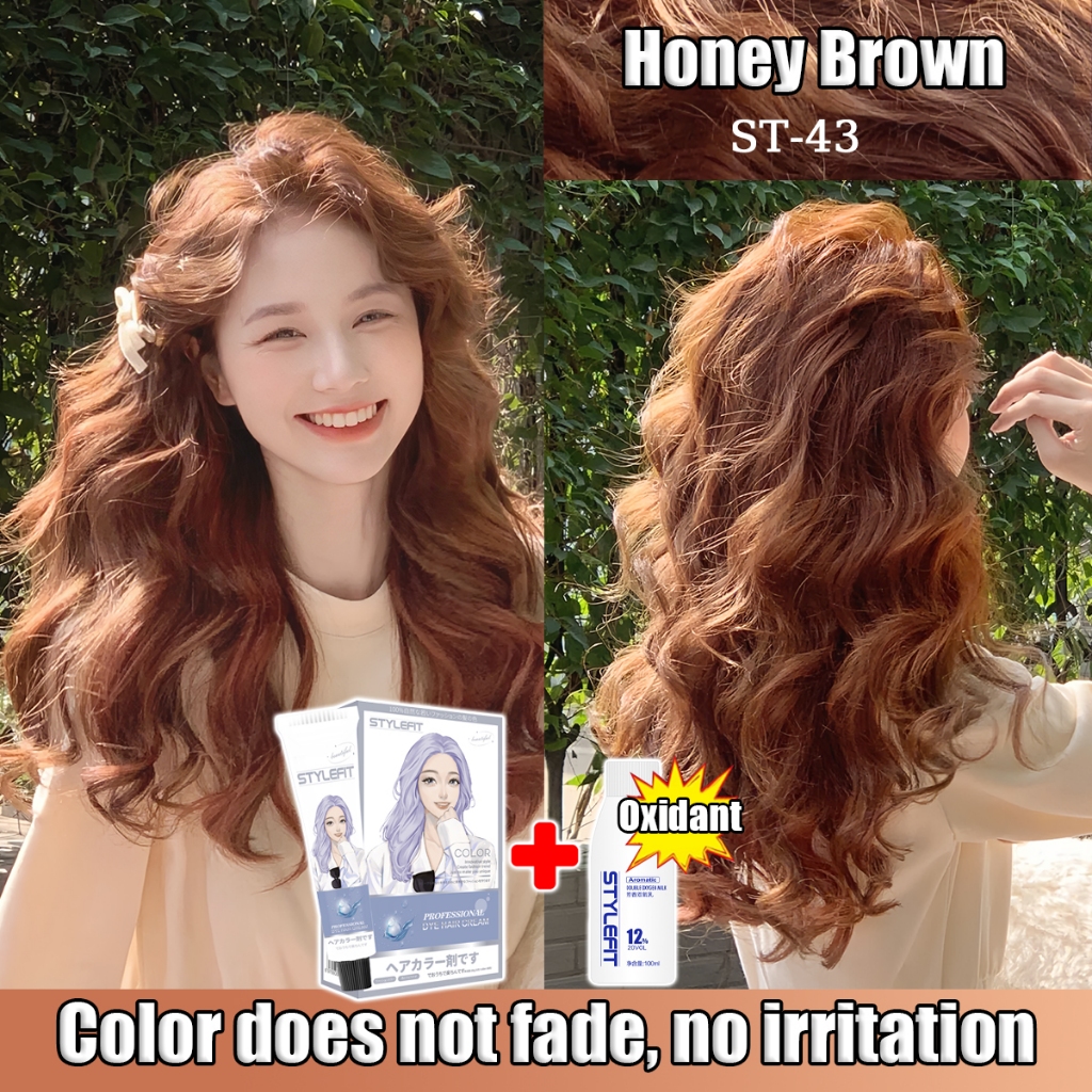 STYLEFIT Hair Color Permanent Honey Brown(100ml Hair Dye+100ml Oxidizer ...