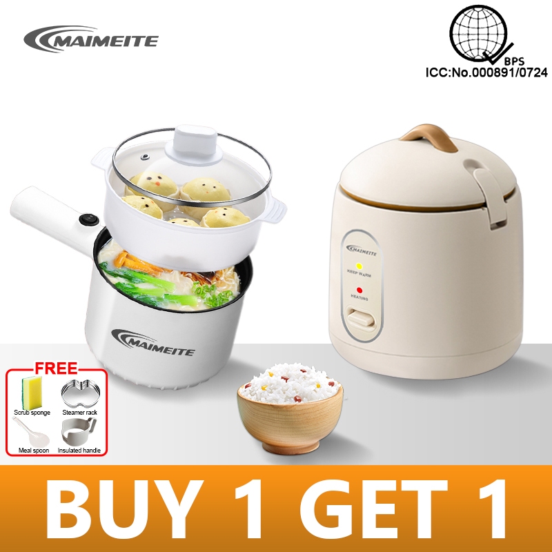 Maimeite Mini Rice Cooker with Non-stick Pot and Steamer 1.2L/1.8L ...