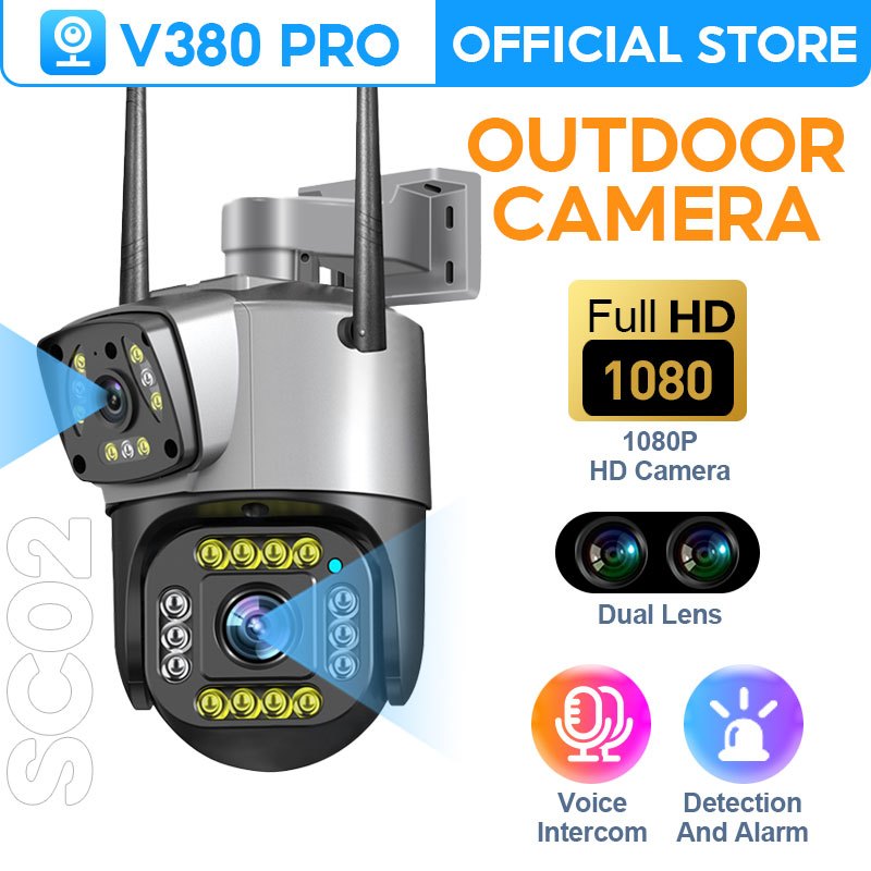 V380 PRO Dual Lens Outdoor CCTV Camera WiFi Connect to Cellphone With ...