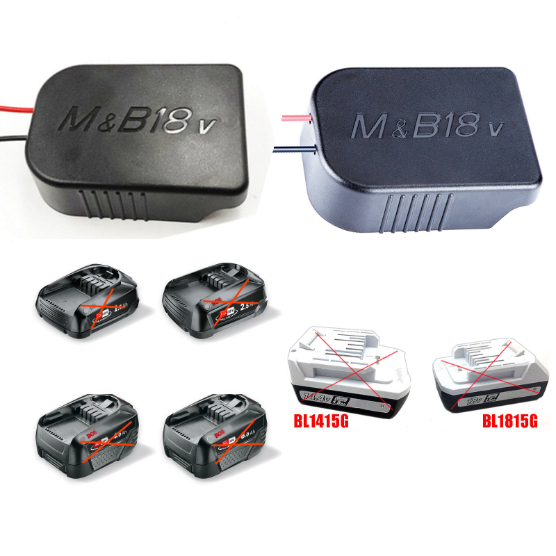 18V Battery Power Connector Adapter Dock Holder Wires Connectors For ...