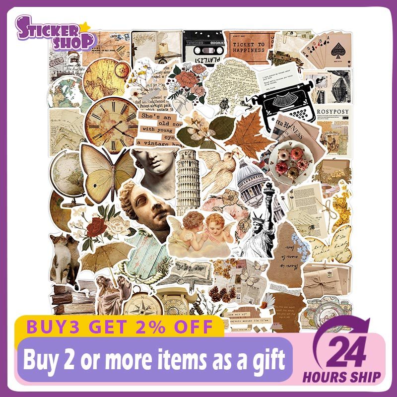 50pcs Retro Vintage Art Stickers DIY Laptop Phone Travel Luggage Water ...