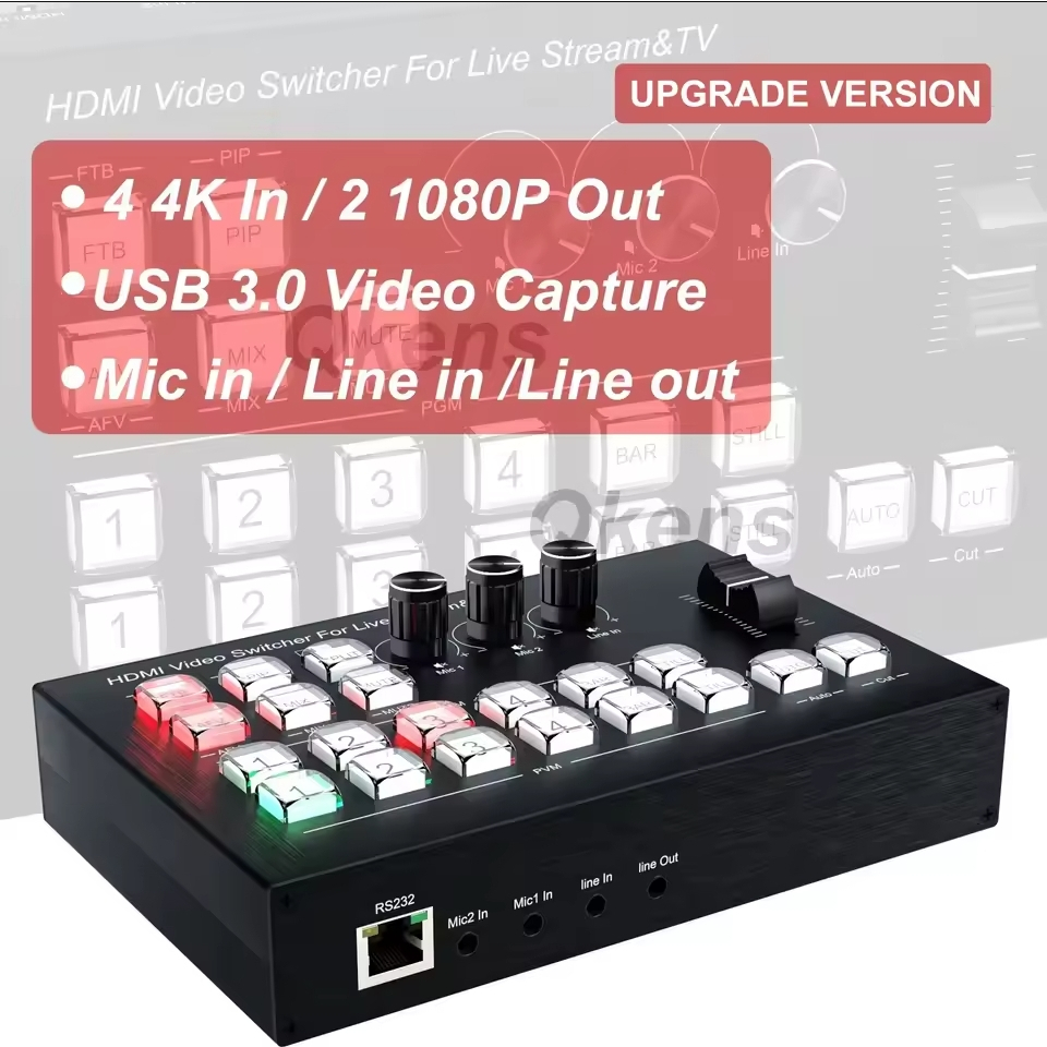 4K 4 Channel HDMI Video Multi Camera Switcher for Live Broadcast ...